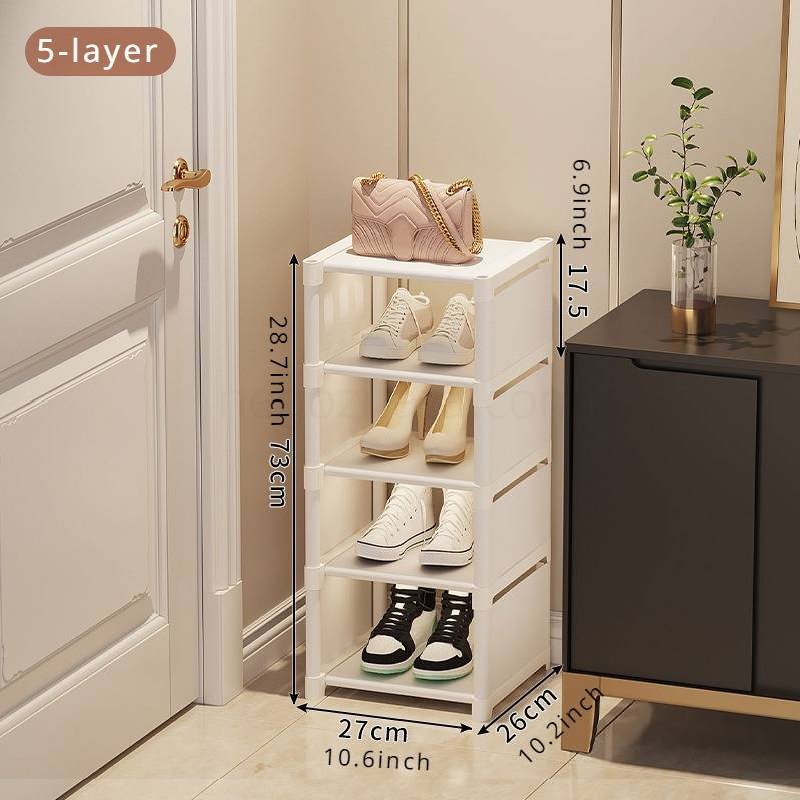 (image for) 1pc Plastic Shoe Rack, 5-Tier Space-saving Storage Organizer, Easy Assembly, Home Entryway, Dormitory, Wall-fitting, Multi-layer Shoe Shelf (27cm X 69.8cm X 18.7cm)