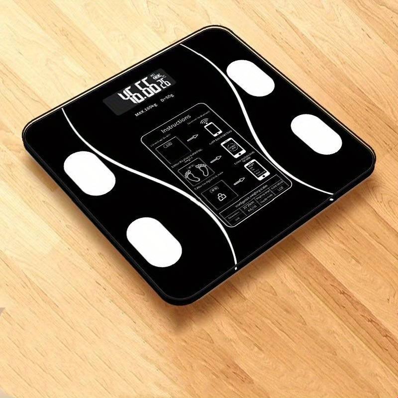 (image for) 1pc Scales Smart Digital LED Scale, Fat Measurement Scale, Smartphone App Connection (Battery Models, Batteries Not Included), Bathroom Tools