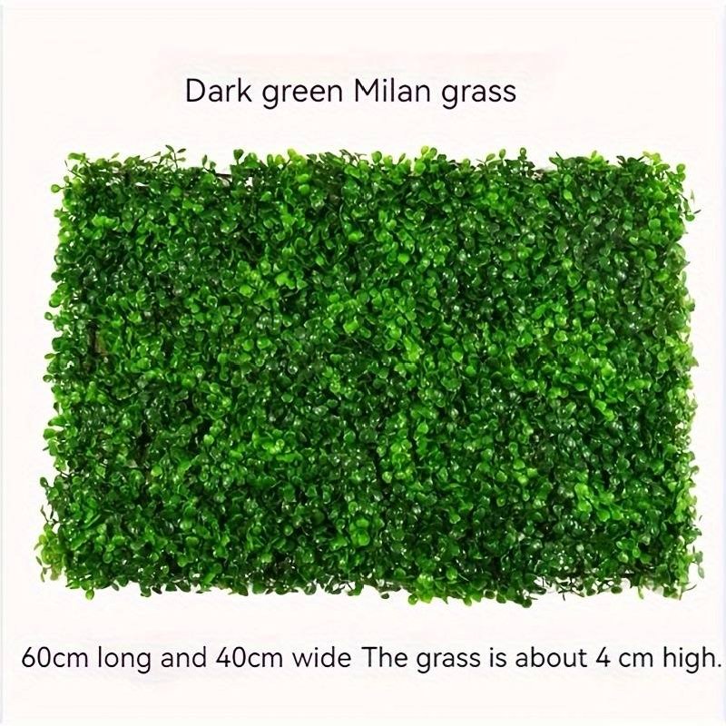 (image for) 1pc Artificial Grass Wall, Green Plastic Faux Leaf Panel Wall Decoration, For Garden, Yard