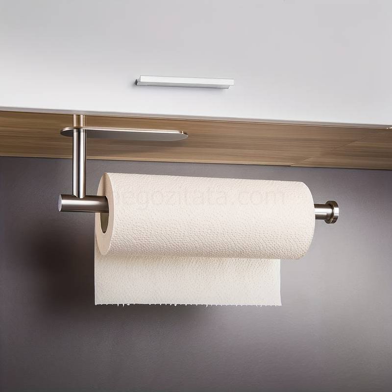 (image for) 1pc Self-Adhesive Paper Towel Holder Under Cabinet For Kitchen, Bathroom Tissue And Towel Holder, Plastic Wrap And Roll Paper Storage Storage Rack, Home Kitchen Bathroom Supplies