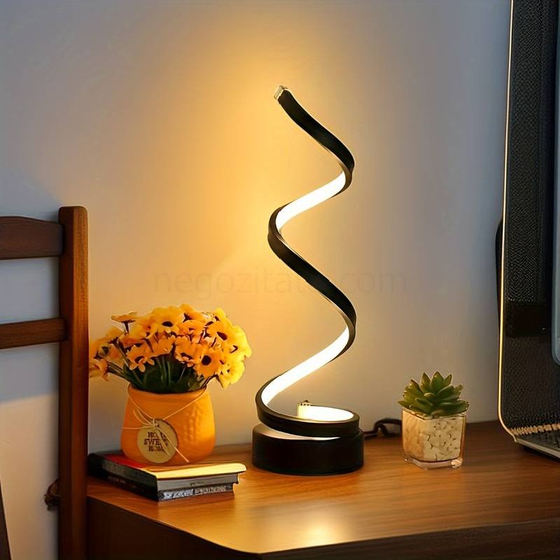 (image for) 1pc Spiral Table Lamp, For Bedroom Office Nightstand Bookshelf Living Room Home Decor