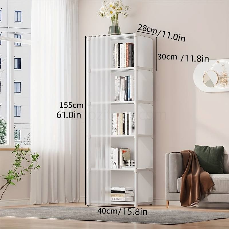 (image for) 1pc Simple Bookshelf, Bookshelf For Small Space, Corner Book Shelf Organizer For Bedroom, Living Room