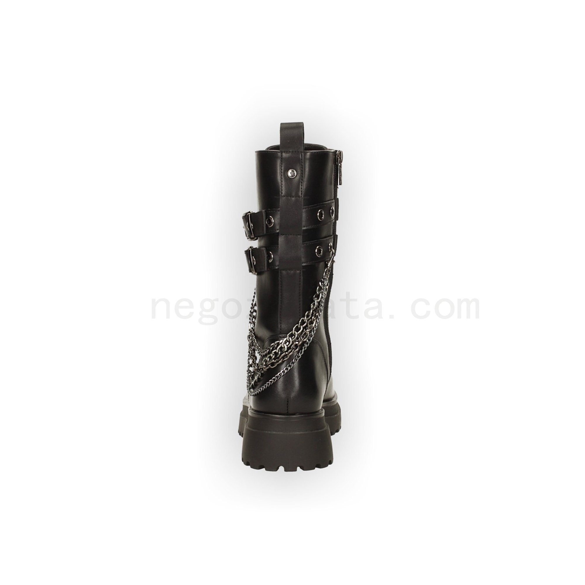 Anfibi neri con catene, Tacco alto 5cm Outlet Shop Online