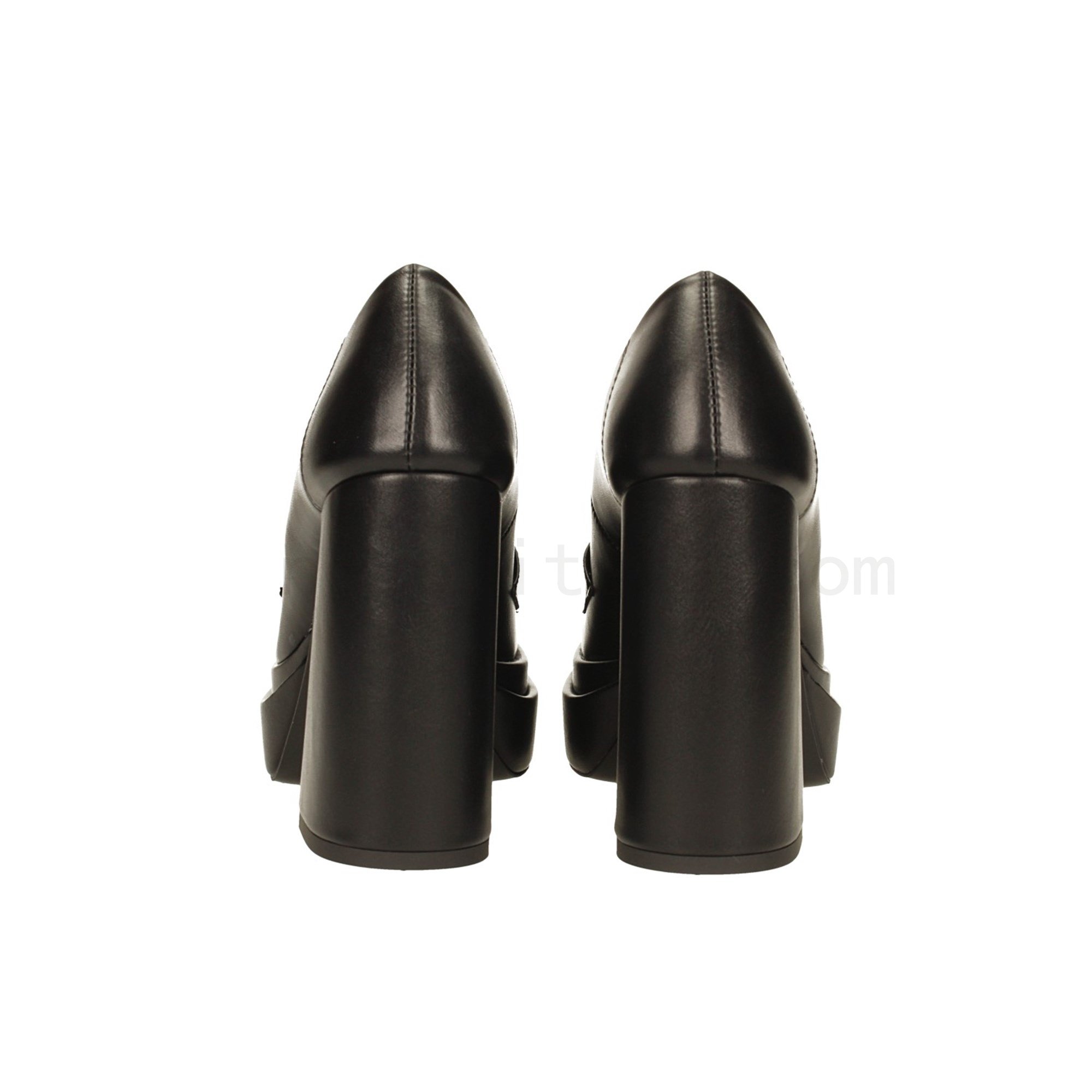 Economiche Pumps mocassino nere con tacco a colonna alto 10,5cm, Made in Italy Outlet