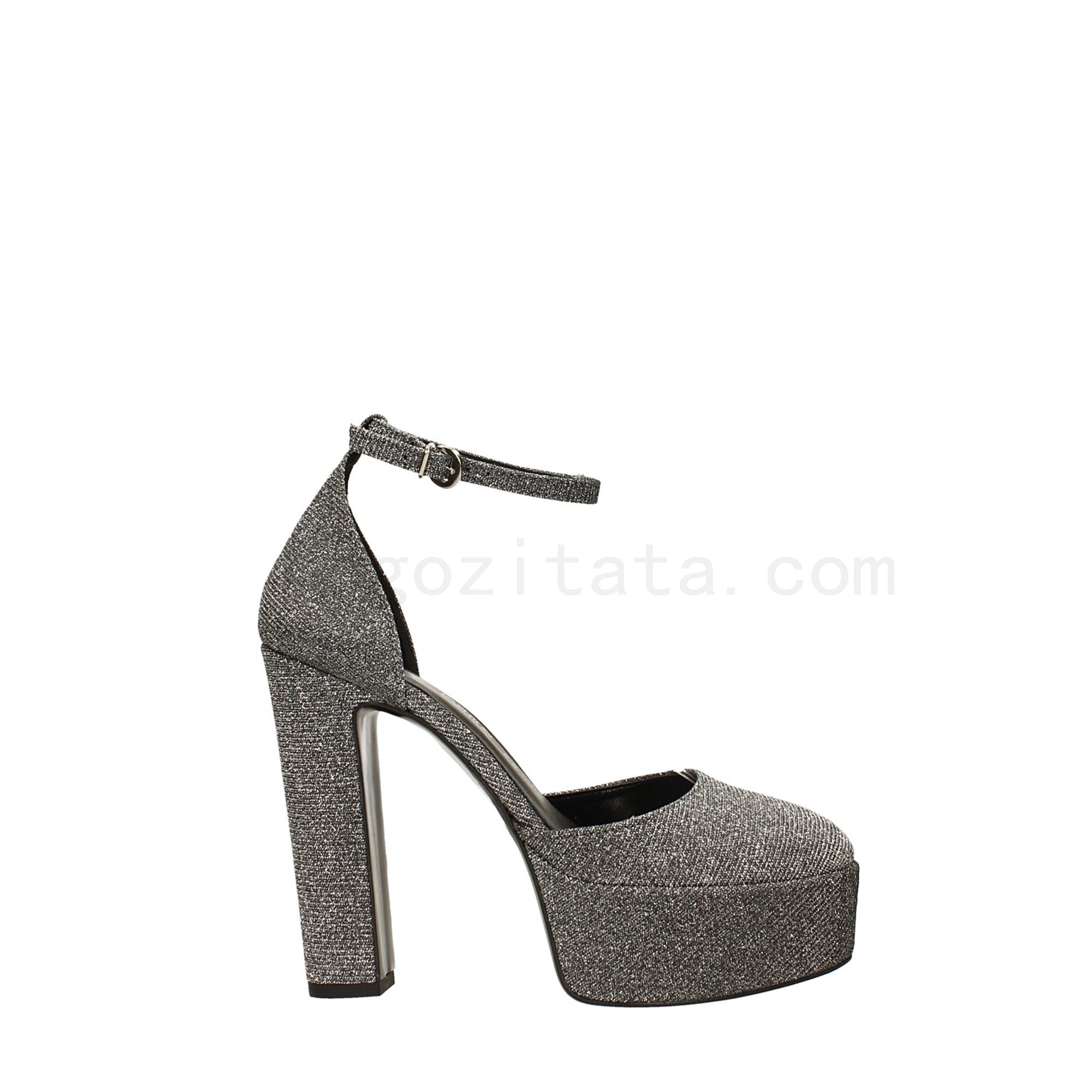 (image for) Acquista Online Décolleté platform color argento glitterate, Made in Italy, Tacco alto 13,5cm